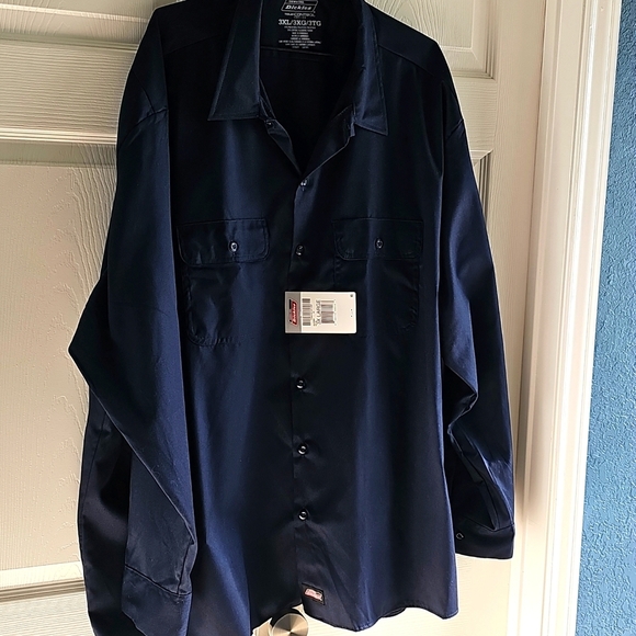 NWT Men's Dickies Temp Control Essential Long Sleeved Work Shirt 3XL Navy Blue - Picture 5 of 11